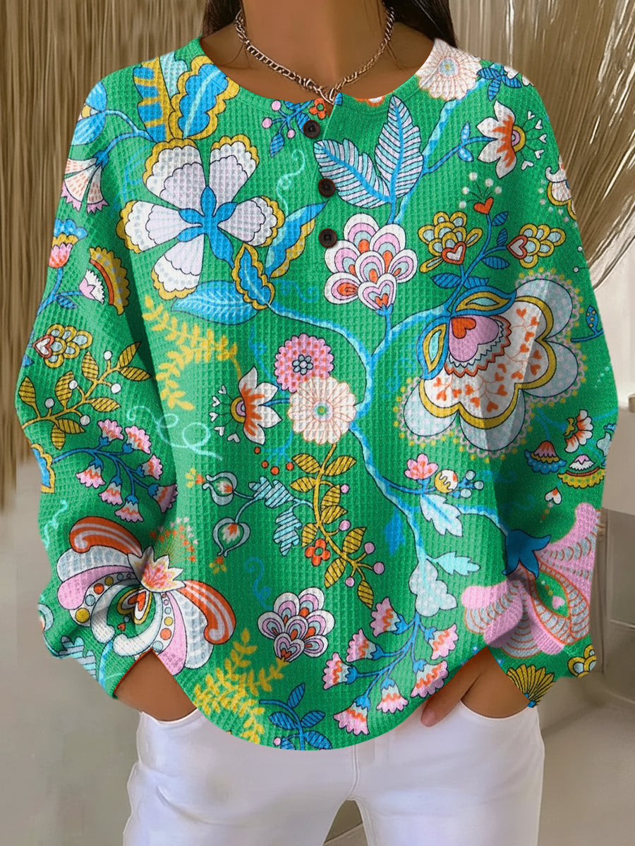 Antoinette | Sweater with Colorful Ethnic Floral Print