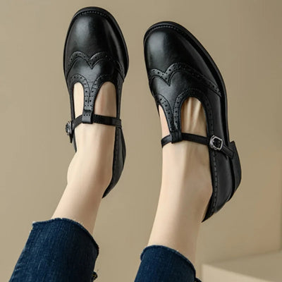 Linda | Sleek Polished T-Strap Mary Jane Shoes