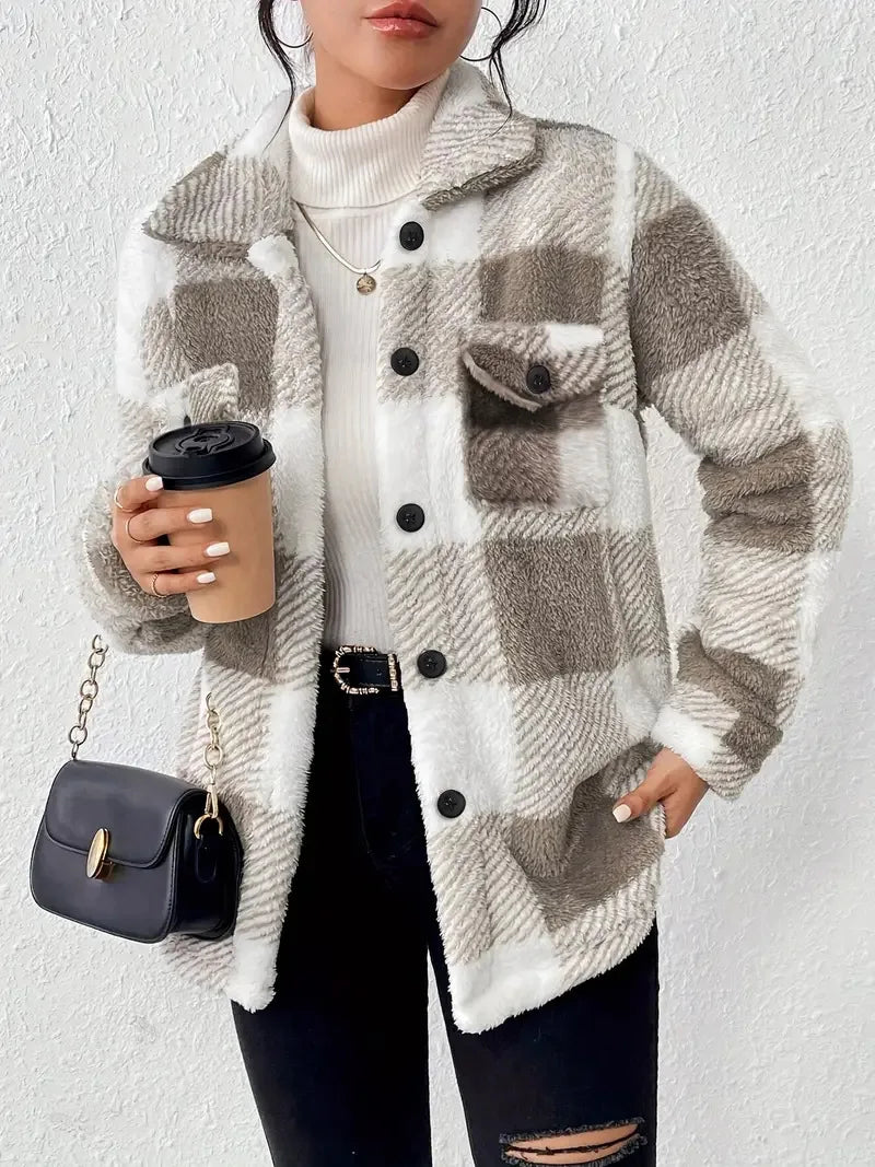 Laverne | Chic Plaid Fleece Jacket