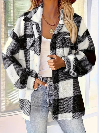 Laverne | Chic Plaid Fleece Jacket