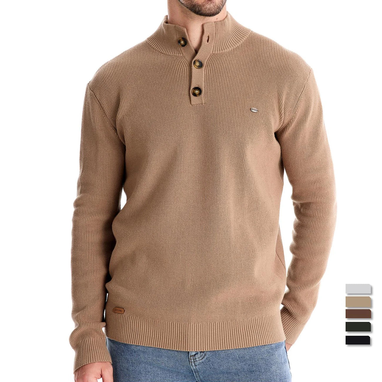 Steven | Men's Sweater with Button Design